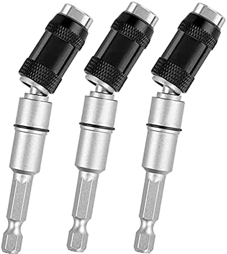 Mesee 3Pcs Pivot Drill Bit Holder Tip Impact Pivoting Bit, 1/4" Quick Change Flexible Hex Magnetic Screwdriver Bit, Angle Extension Screwgun Locking Rotating Bendable Adjustable in 20 Degrees