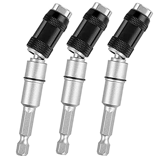 Mesee 3Pcs Pivot Drill Bit Holder Tip Impact Pivoting Bit, 1/4" Quick Change Flexible Hex Magnetic Screwdriver Bit, Angle Extension Screwgun Locking Rotating Bendable Adjustable In 20 Degrees #TOP27