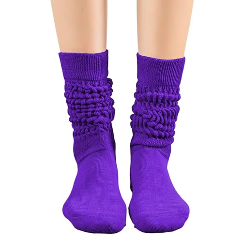 Image of DOOVID Slouch Knee High Cotton Long Scrunch Boot Socks for Women