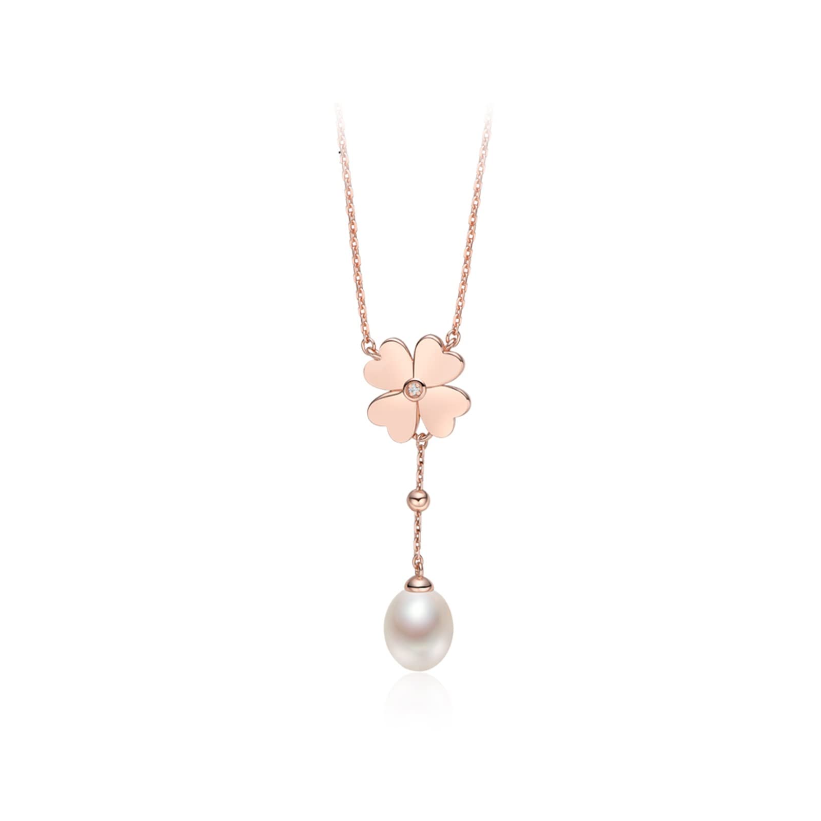 Bijoux colliers S925 chaîne suspendue de perle en eau douce 7-8mm - 7