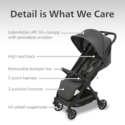 Pika Lightweight Travel Stroller for Airplane Foldable Compact Baby Stroller, Portable Toddler Strollers with Auto-Folding Design, Adjustable Footrest, UV Canopy, Mesh Window - Up to 55 lbs