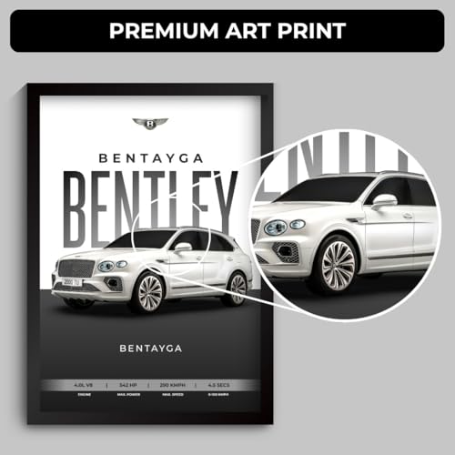 Image of Bentley Bentayga Poster | Framed Bentley A4 Sized (31 x 23 cm) | Bentayga Car Poster for Wall, Gift for Boys, Luxury Frames | Dream Car Posters for Wall, Bedroom, Hostel, Study Area, Hostel (F 082)