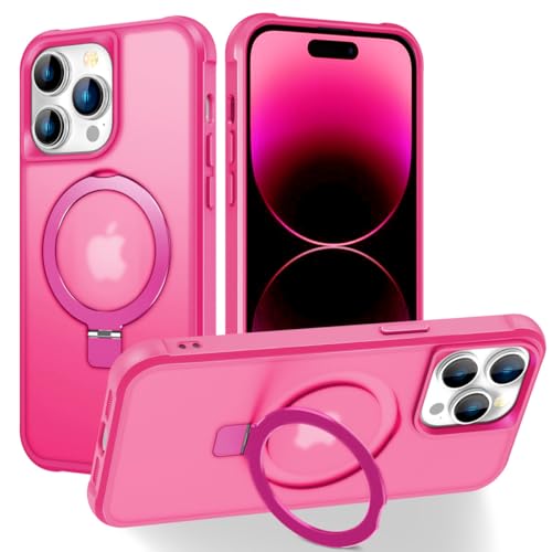 Coque aimantée iPhone 14 Pro pour support voiture anneau béquille rose rouge