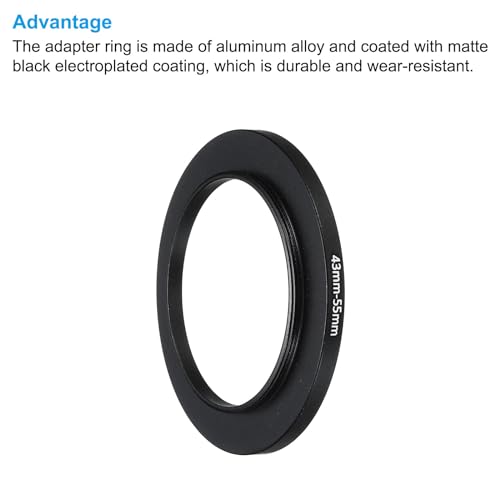 PATIKIL 43mm-55mm Metal Step Up Ring with Cleaning Cloth, 2 Pack Camera Lens Filter Adapter Ring Aluminum Filter Adapter Ring for Camera Lenses Hood, Black - Image 4
