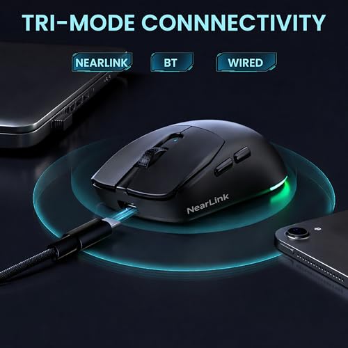 Image of Ant Esports Diamondback 55 Smartchoice Wireless Gaming Mouse, Tri-Mode 2.4GHz Bluetooth Wired, PixArt PAW3311 Sensor, 24000 DPI, 1000Hz Polling Rate, 54g Superlight, 300mAh Battery, PC Xbox Mac PS