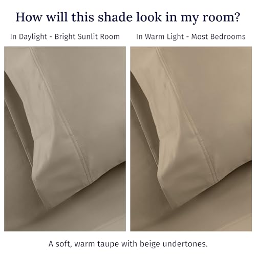 California Design Den California King Sheet Set - 100% Cotton, 600 Thread Count Deep Pocket Cal King Sheet Set, Luxury Soft Hotel-Quality Sheets with Sateen Weave (Cool Taupe)