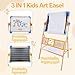 Asweets 3 in 1 Kids Art Easel, Magnetic Whiteboard/Chalkboard with Drawing Paper Roll, Abacus/Clock/Alphabet Chart - Educational Toy for Toddlers Preschoolers (3-8)