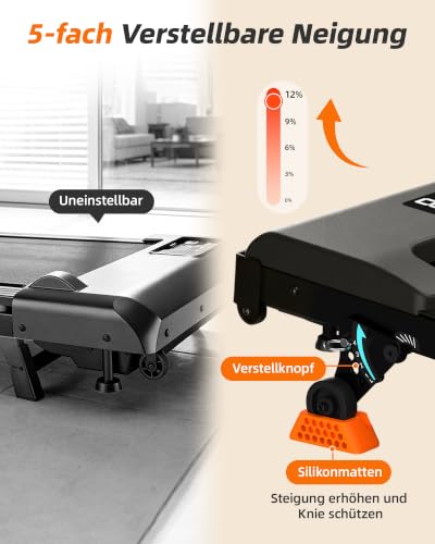 Lichico Walking Pad s 0-12% nagibom 6 km/h, mala traka za trčanje kod kuće