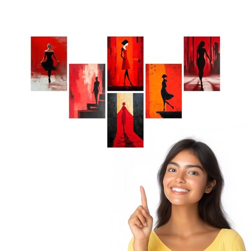 Image of SiddArtify Abstract Woman Wall Art Prints Set - Modern Silhouette Poster Decor for Living Room Bedroom Office - Set of 2-4x6 Inch - Board (Pack of 6) - Sticker (Pack of 6)
