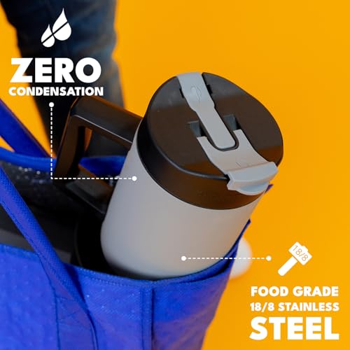 Image of Elemental 100% Leak Proof 32oz Tumbler with Handle & Straw Travel Mug | Stainless Steel Double Wall Insulated Tumbler for Hot and Cold Beverages with Sip & Straw Lid