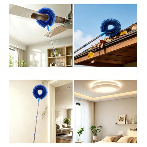 Plumero para ventilador de techo extensible para limpiar muebles altos y persianas 6