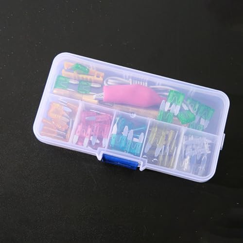 Kit de fusibles para auto con probador, 60 piezas, 5-30 A, zinc y plástico, set de repuesto miniatura 6