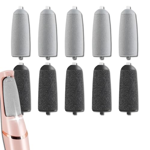 HUGJEPTTY 10 Pack Replacement Heads for Flawless Replacement HeadsElectric Feet Callus Remover Roller Refills Compatible with Most Flawless Pedi Haootadiy Zaboul etc(5 Black Coarse and 5 Gray Fine)