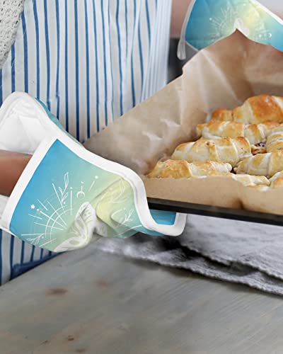 5Pcs Pot Holders With Pocket For Kitchen, Butterfly Pot Holder Set Heat Insulation Potholders, Sun Moon Star White Line Blue Ombre Oven Mitts Hot Pads For Baking Cooking Barbecue #TOP5
