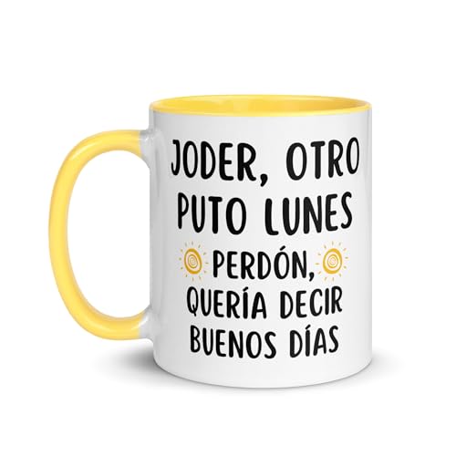 Creatello Taza Buenos dias Joder, Otro Puto Lunes – Sarcástica y Divertida Graciosa Trabajo Despacho