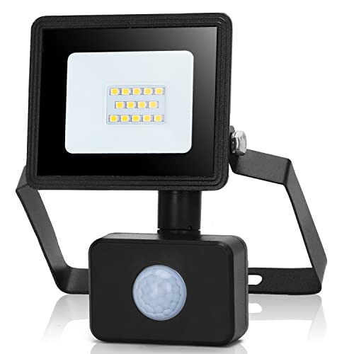 Aigostar Faretto con Sensore di Movimento,10W 950lumen Faro LED Esterno,Bianco Naturale 4000k,IP65 Impermeabile Faretti LED per Giardino, Cortile,Patio,Garage...