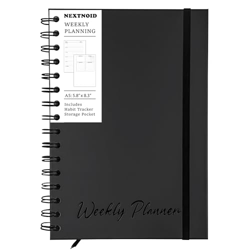 Undated Weekly Planner Notebook, A5 (5.8' x 8.3') Hardcover Weekly to do List Notebook for Work with...