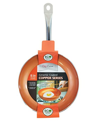 Chef's Cuisine - 8 Inches Copper Frying Pan - Ceramic Coated Aluminium Non Stick Fry Pans with Stainless Steel Handle