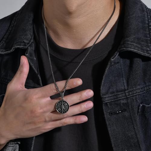 To My Son Compass Pendant Necklace Gift, Personalized Engraved Compass, Milestone Necklace for Son, Men's Pendant, Important Commemorative Day, Graduation, Birthday Gift2