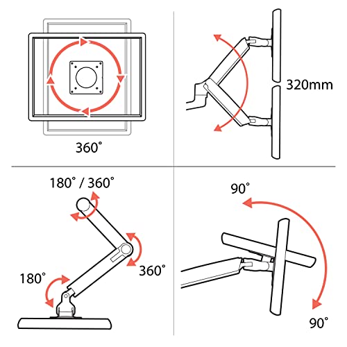 Image of Ergotron - MXV Single Monitor Arm, VESA Desk Mount - for Monitors Up to 34 Inches, 7 to 20 lbs - White
