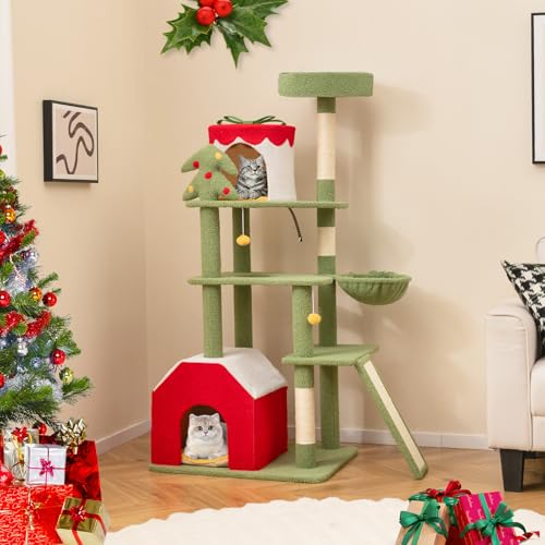 Árbol para gatos Tangkula navideño 61 pulg con postes rascadores miniatura 2