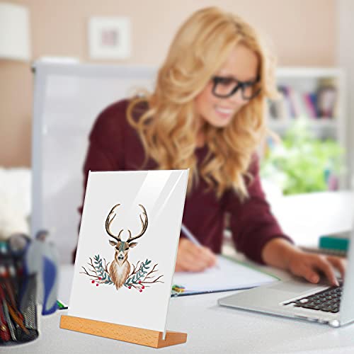 Tonice® 3 Pack 8.5X11 Acrylic Sign Holder L Shape Slant Back Design Clear Acrylic Frame Wood Base, Table Menu Display Stand, Flyer Display (Optional 8.5X11/5X7 Inch L/T Shape) #TOP6