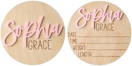 Personalized Newborn Announcement Sign for Hospital - Wooden Birt...