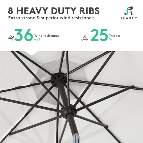 Image of JEAREY 10FT Outdoor Patio Umbrella, Market Umbrella, White