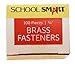 School Smart Brass Plated Fasteners - 3/4 inch - Box of 100 (059949), Maroon