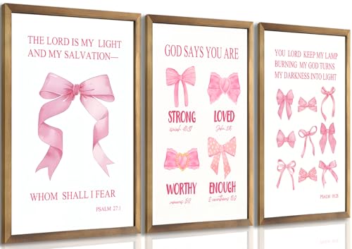 Versets de la Bible inspirants et nœud rose déco murale sérénité