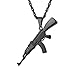 Produktbild PROSTEEL Herren Halskette AK47 Armee Gewehr Anhänger schwarz Metall Herren Jungen Rock Stil Modeschmuck mit 60cm Singapurkette, schwarz