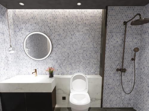 (10 carreaux) Carreaux de mosaïque, marbre, pierre naturelle, 1, Hexagon Carrara en marbre antique, pour sol, mur, salle de bain, WC, douche, cuisine, revêtement de comptoir, tapis