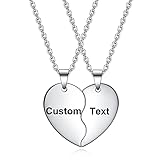 Kingbell 2PCS/Set Matching Heart Couple Necklace Interlocking Necklace for Lover Couple BFF Custom T