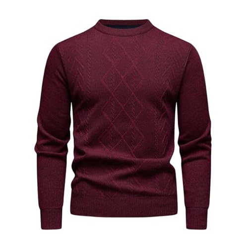 Men's Casual Round Neck Long Sleeve Plaid Sweater