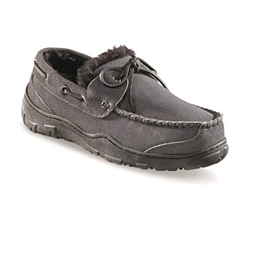 Guide Gear Suede Tie Moc Slippers, Gunmetal, 9D (Medium)