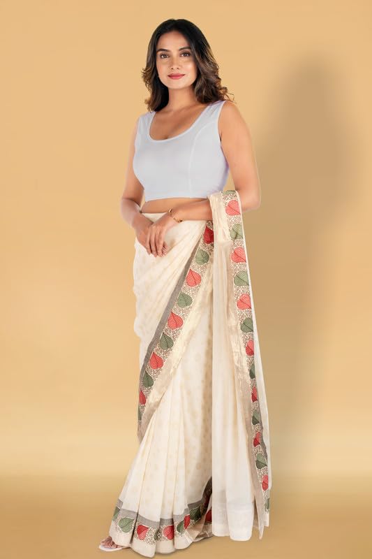 Image of Abhi Readymade Saree Blouse for Women- Sleeveless, Round Neck, Regular-fit, Stretchable, Pull-on Style Blouse