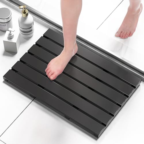 Alfombrilla de ducha de bambú impermeable que evita caídas en suelos húmedos de baño 2