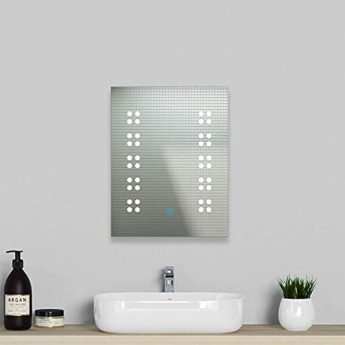Xinyang 500x700 Wall Mounted Bathroom Mirrors with Lights,Demister Pad,Dot,Dual Touch Control