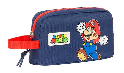 Super Mario World - Porta Desayunos Térmico, Termo, Portatodo, Calidad y Máxima Resistencia, Porta Comida, Recreo, 21.5x6.5x12 cm, Color Azul Marino