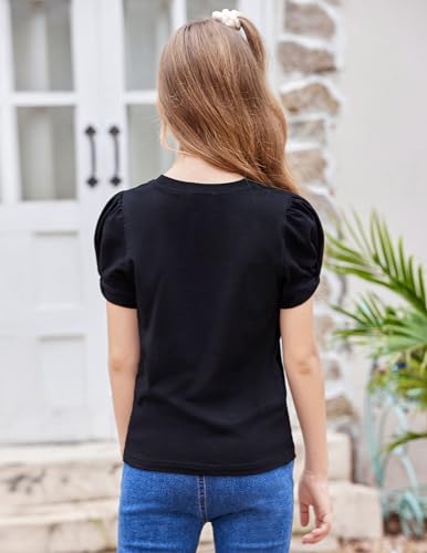 Image of Arshiner Girls T Shirts Twist Short Sleeve Summer Shirts Fashion Crewneck Tops Tee Blouse