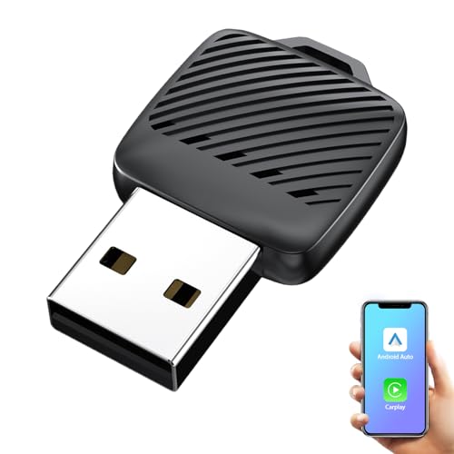 Adaptador de coche inalámbrico CarPlay y Android – Bluetooth 5.0 USB dongle para iPhone y Android Smartphones Mini Plug & Play Auto Adaptador, inicio rápido inalámbrico CarPlay/Android Auto compatible