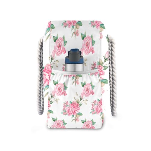 Fresh Rose Beach Tote Bag for Women Large Pool Bags Carry On Bag With Wet Compartment for Beach Travel with Pocket Zipper Outdoor Tote Bag3