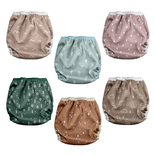 Image of Mama Koala Reusable Adjustable Cloth Diaper Covers with Double Gusset for Girls and Boys, Snap Closure, Size S (Simply Neautrals)