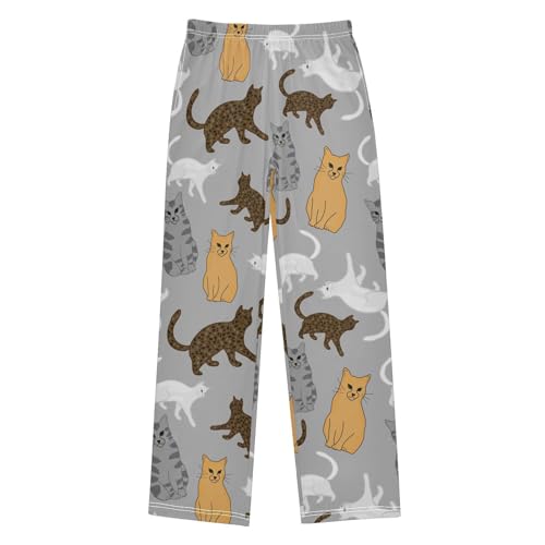 Boys' Pants Funny Cats Grey Long Bottoms Jogger Pants Elastic Waist Trousers with Pockets S-XL