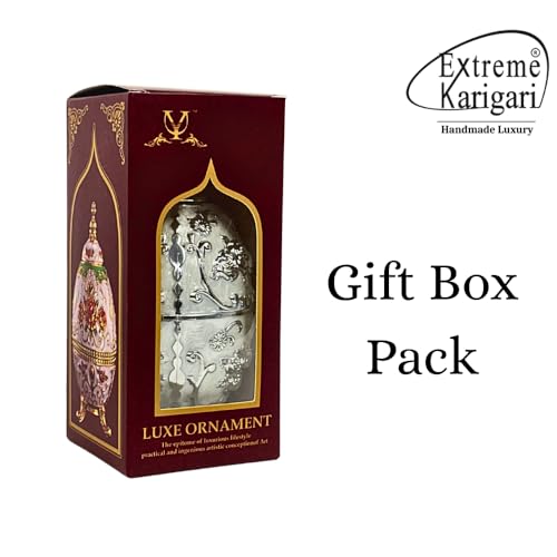 Image of Luxury Decorative Toothpick Holder for Dining Table - Handmade Faberge-Style Gold White Enamel Ornate Victorian Egg Shape Toothpick Dispenser Box | Unique Housewarming Wedding Gift