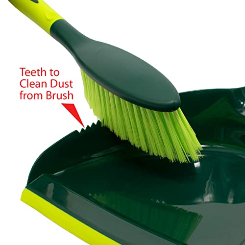 Pine-Sol Mini Dustpan And Brush Set | Nesting Snap-On Design | Portable, Compact Dust Pan And Hand Broom For Cleaning With Rubber Grip Edge, Green #TOP3