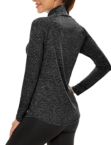 Luranee Women's Quarter Zip Pullover, Oversized Athletic Workout Top, Moisture-Wicking Gym Wear, Dark Grey Xl #TOP2