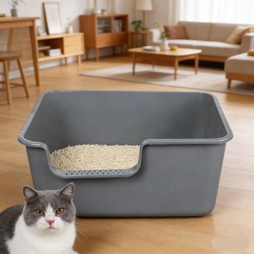 Arenero para gatos 4 unidades, plástico gris 19.5x15.2x8.5 pulg miniatura 7