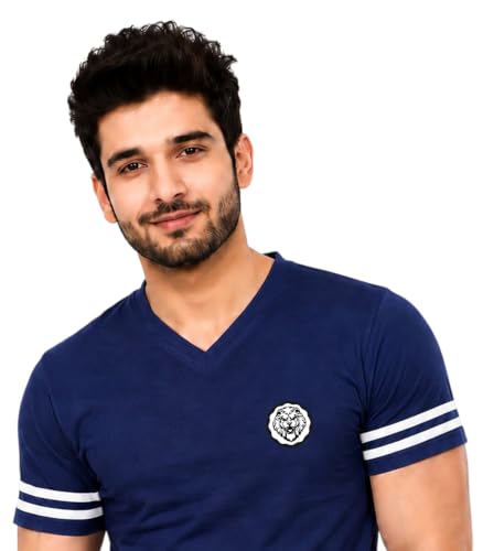 Image of Geum Men's Solid Half Sleeve V-Neck T-Shirt | Soft & Breathable Fabric | Regular Fit | Casual Everyday T-Shirt