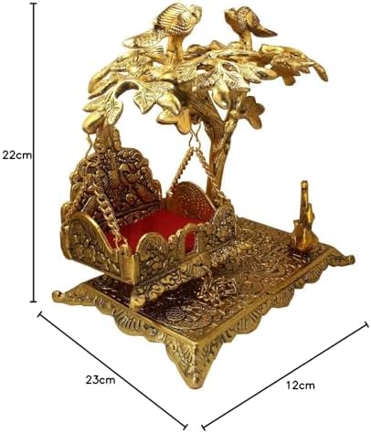 Metal Ladduopal Jhula - Handcrafted Krishna Swing for Home and Office,Old Finish